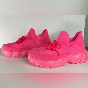 Women’s Pink Fashionable Lace Up Platform Sneakers size 10